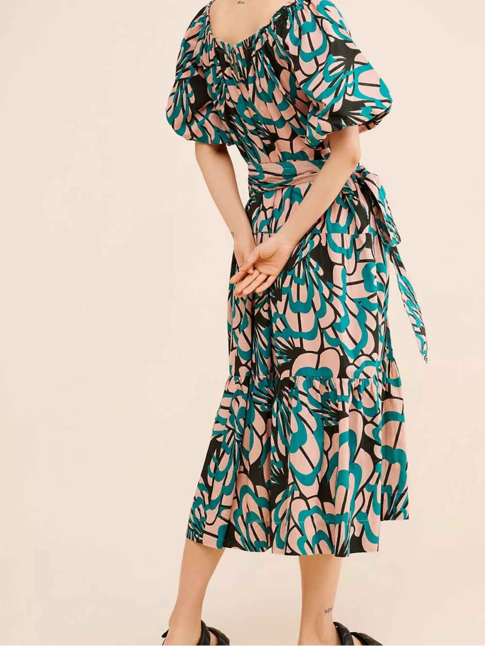 Anthropologie Mirth Capri Tie Abstract Print Cotton Maxi Dress Size Small - Picture 4 of 11